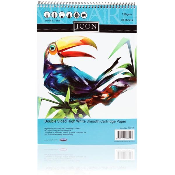 Icon A4 110gsm Spiral Sketch Pad 30 Sheets - Philip's Bookshop Mallow